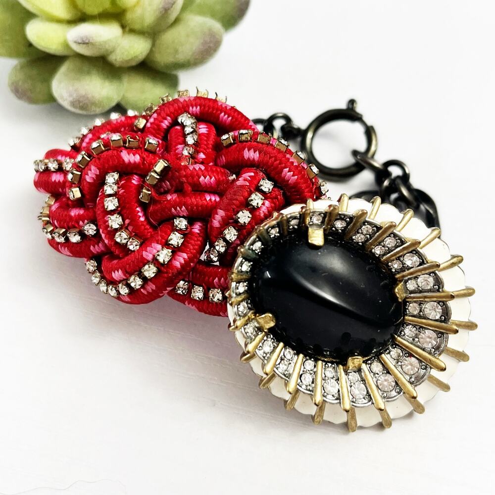 Rare Juicy Couture Vintage Y2K Braided Studded Crystal Statement Bracelet